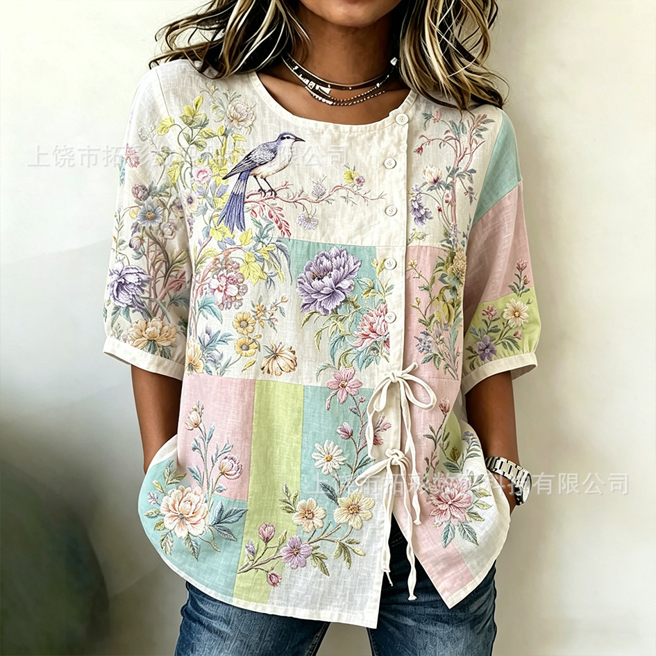 Women's Long Sleeve Shirt Printed Top Long Sleeve Women's Shirt Women's Long Sleeve Shirt Tie Shirt