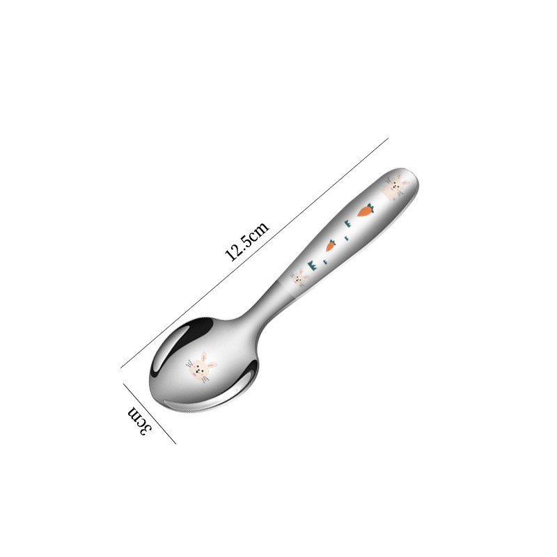 Children's cutlery knife fork spoon 304 stainless steel set 4-piece laser cartoon pattern western knife fork