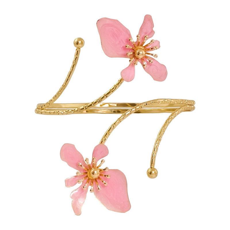 Metal flower open adjustable arm ring bracelet exaggerated geometric arm ring bracelet