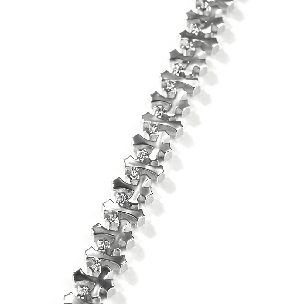 Hip Hop Copper Inlaid Zircon 11.5MM Cross Bracelet Unisex Bracelet Accessories