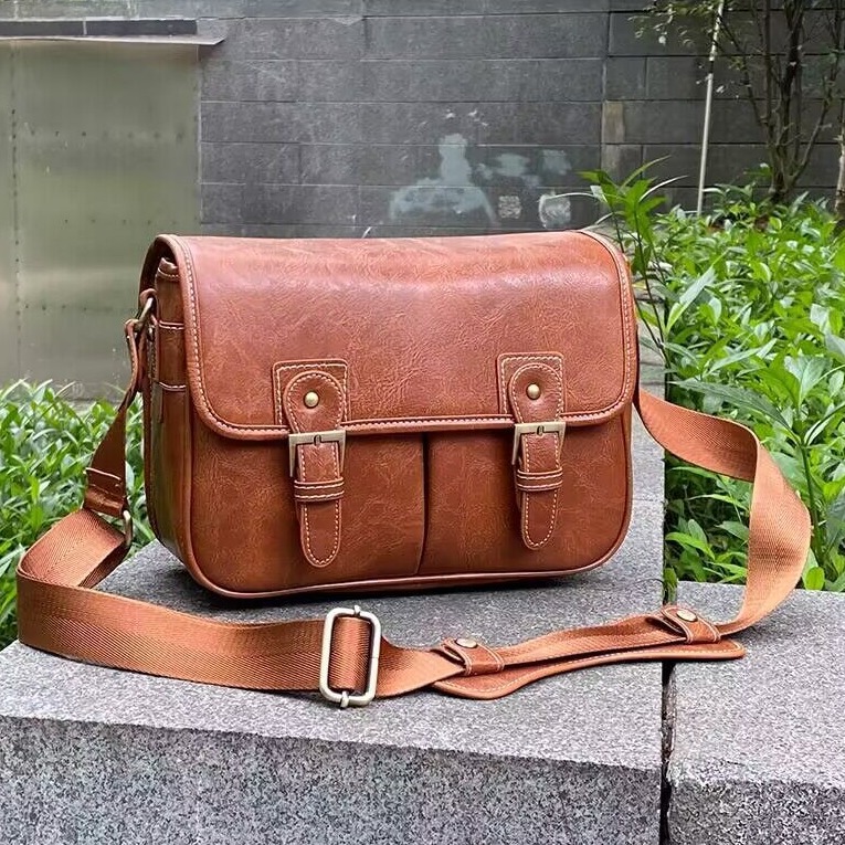 Single shoulder bag faux leather DSLR camera bag for Nikon Canon cameras with inner padding anti-drop