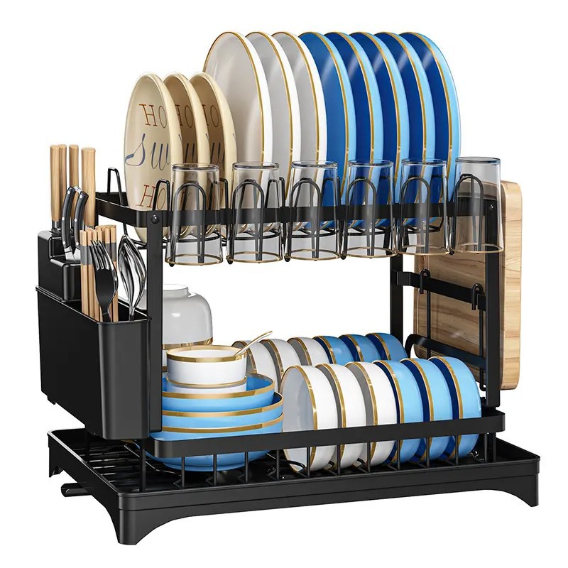 Kitchen Drip Bowl Rack Countertop Sink Multi-Functional Plate Rack Tableware Storage Rack Bowl Dish Cup Storage Rack