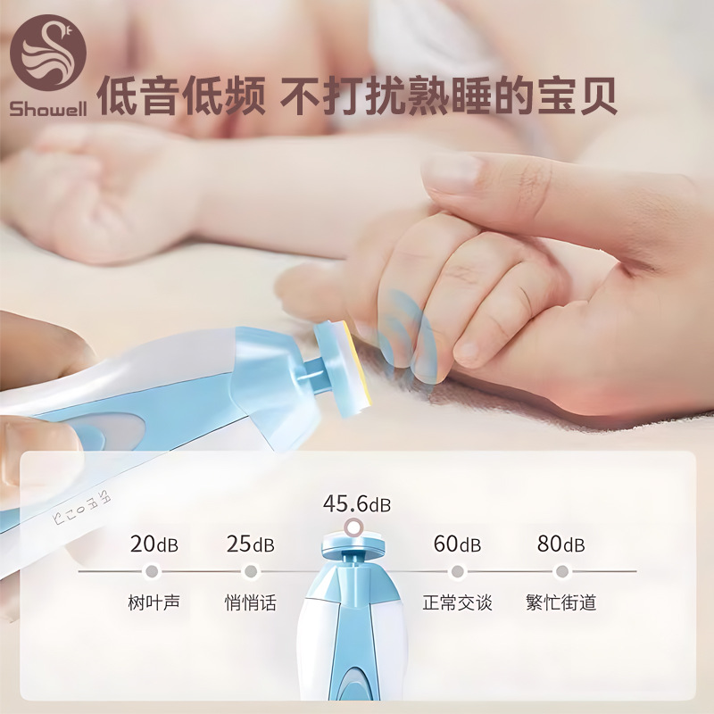 Infant Non-Pinching Low Noise with Light Nail Grinding Electric Nail File Children's Automatic Nail Clipper