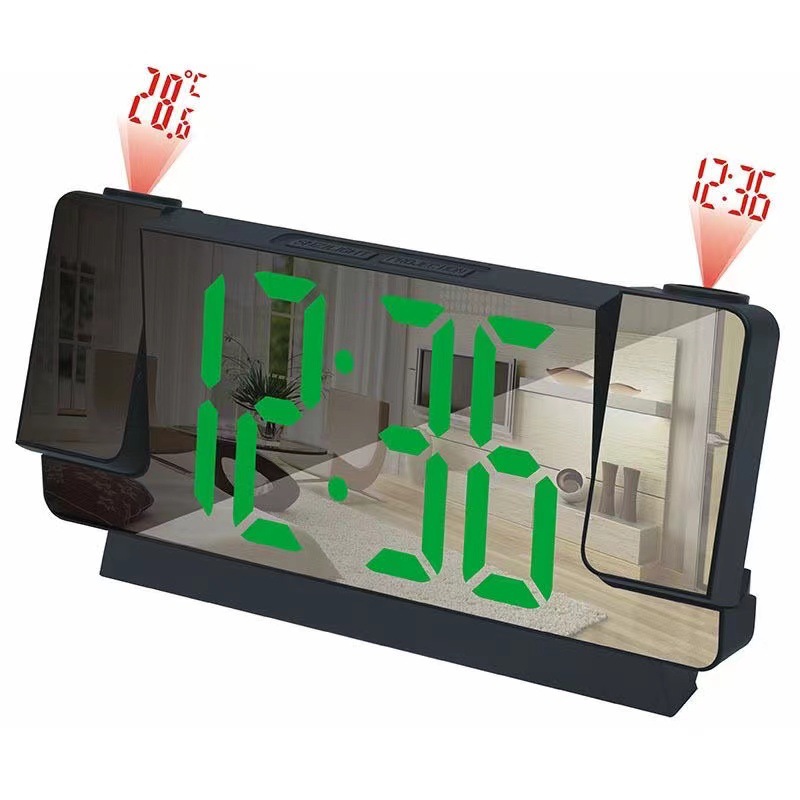 Dual Projection Alarm Clock Project Time Project Temperature Large Screen Digital Electronic Clock LED Mirror Glow Clock