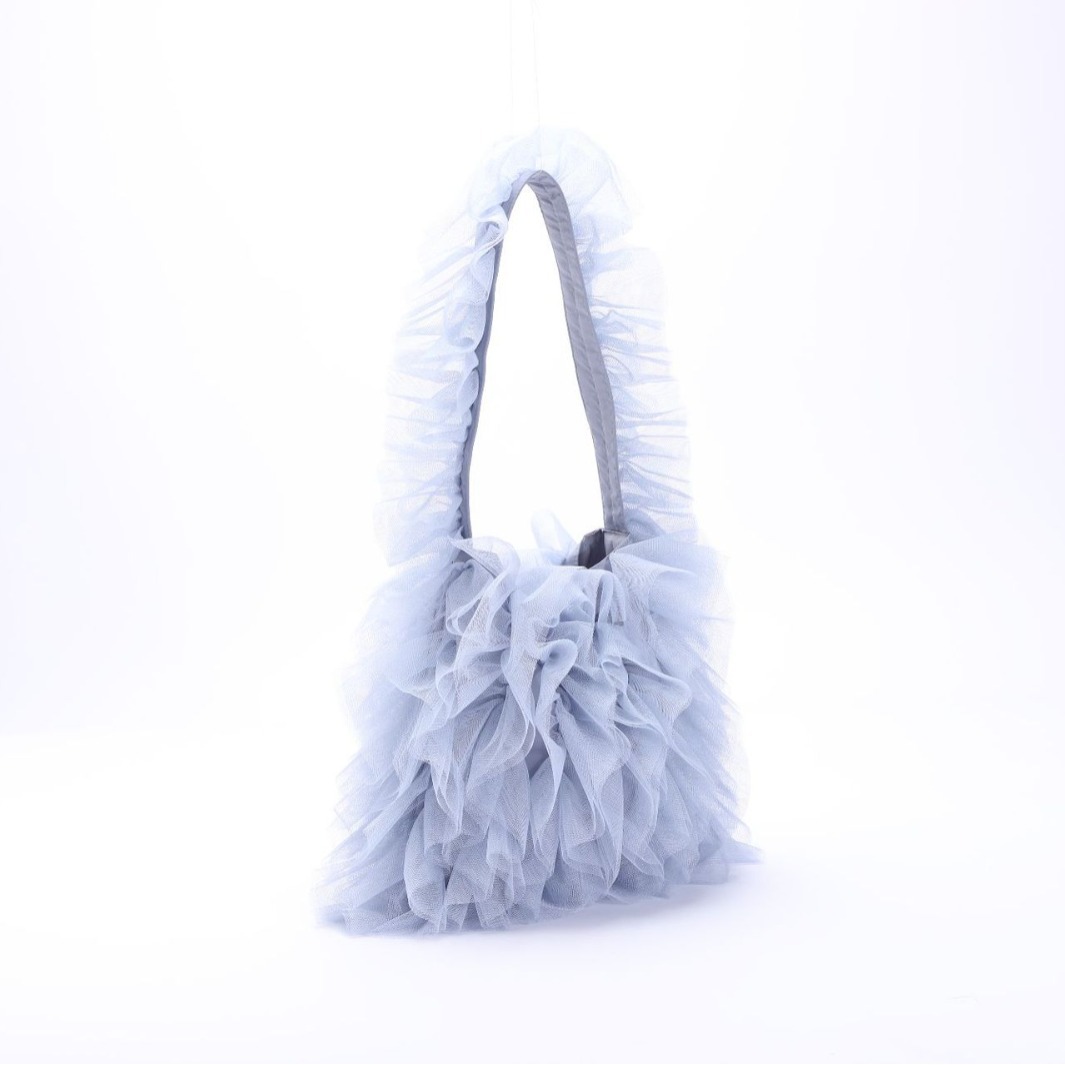 Sweet Girl Style Lace Pleated Bag Lace Soft Mesh Splicing Handbag Celebrity Style Underarm Shoulder Bag