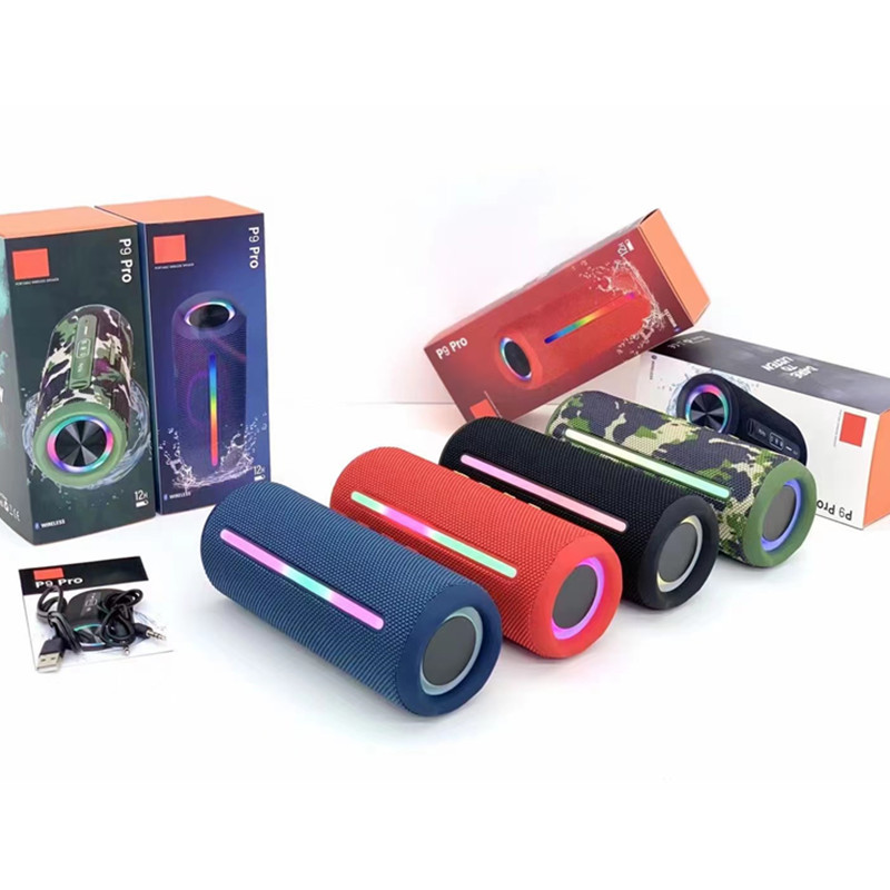 P9pro Bluetooth Wireless Speaker RGB Running Light Heavy Bass Portable Speaker TF Card Tandem
