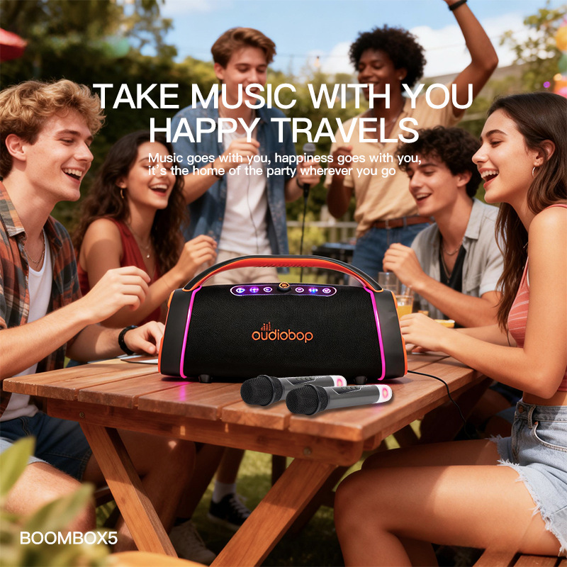 Handheld Portable RGB War God Bluetooth Speaker Outdoor High Power Sound Wireless Microphone K Song