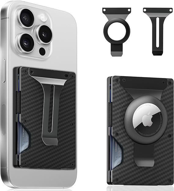 New Built-in Magnetic Metal Wallet Magsafe Wallet Air Tag Card Holder RFID Anti-theft Function