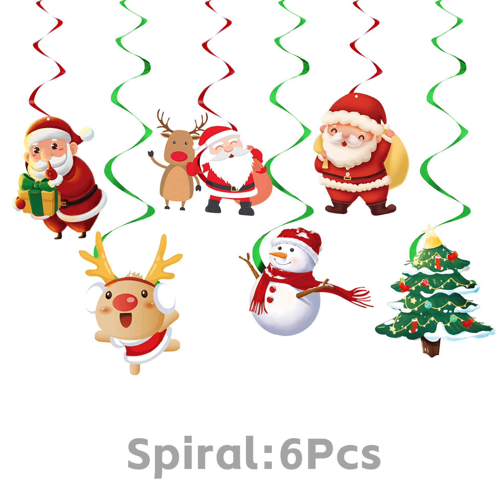 Christmas Spiral Hanging Ornament Cartoon Santa Claus Snowman Spiral Pendant Party Window Ceiling Decoration