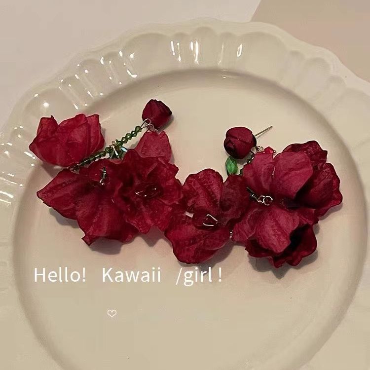 玫瑰花朵流苏【耳钉】