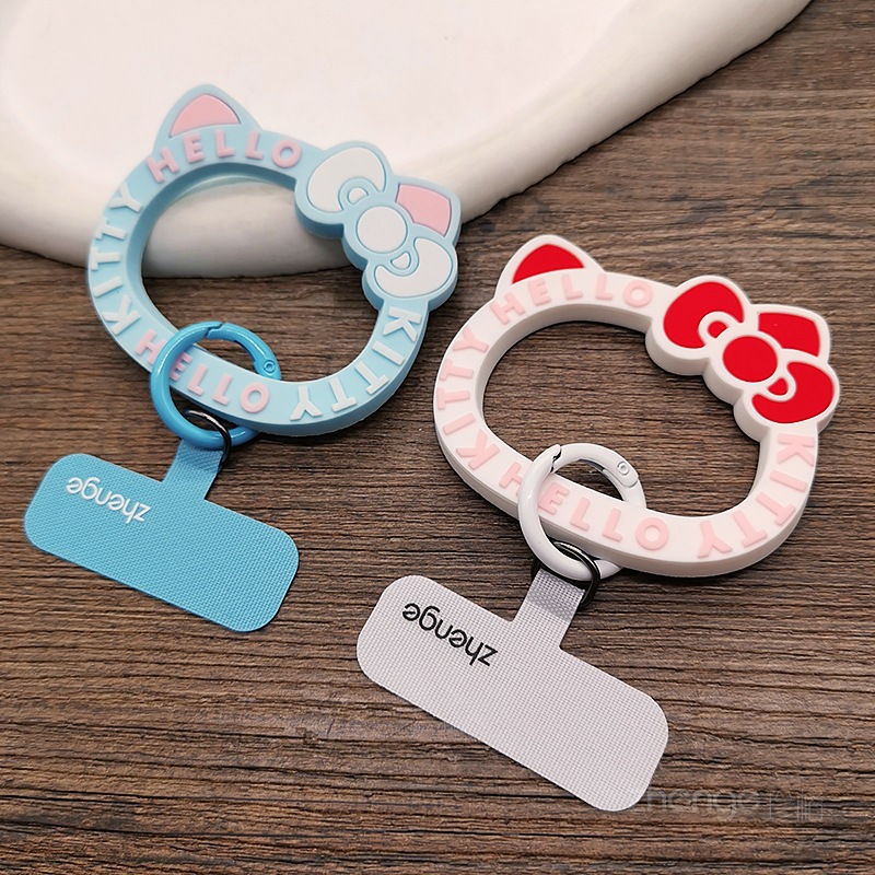 Cute cat ring pendant cartoon round ring phone strap gasket thin clip piece phone chain hanging piece not top shell does not affect