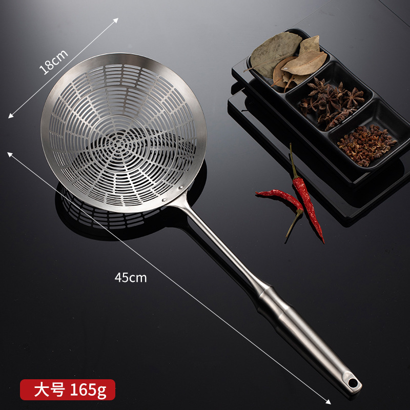 304 stainless steel hot pot slotted spoon, punched hole wire strainer, large colander, filter screen, strainer, noodle scoop, frying, thickened, large