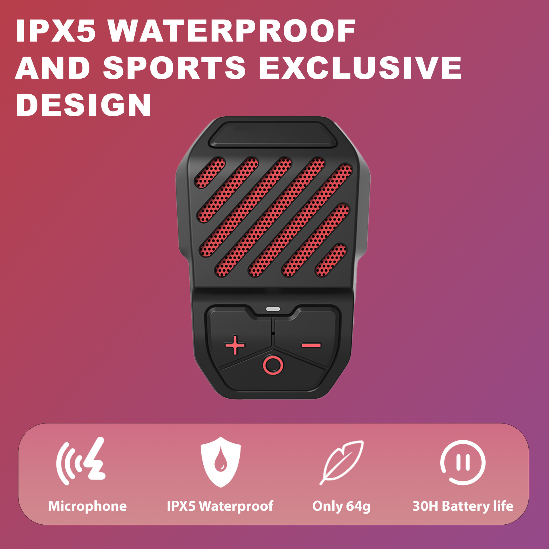 Loud wearable wireless mini speaker portable outdoor running clip-on wireless Bluetooth small speaker
