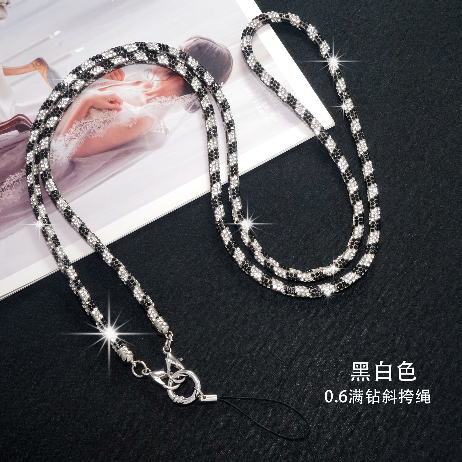 0.6cm Rhinestone Crossbody Chain Luxury Full Diamond Phone Lanyard Camera Strap Detachable Bag Strap