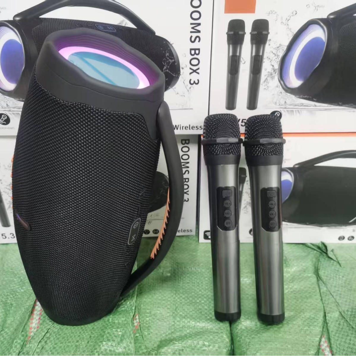 LED Big War God 3 Wireless Microphone Bluetooth Speaker Outdoor Camping Sports Bluetooth Speaker Portable Big War Drum