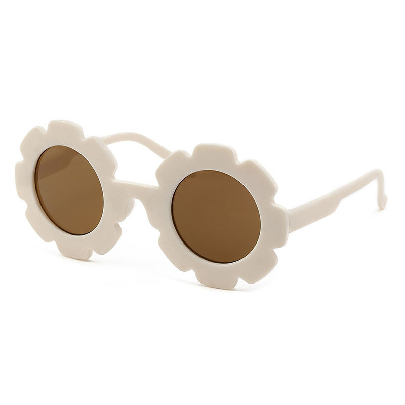 New children's sunglasses, cute sunflower round frame frosted frame children's glasses, sun protection, children's sunglasses