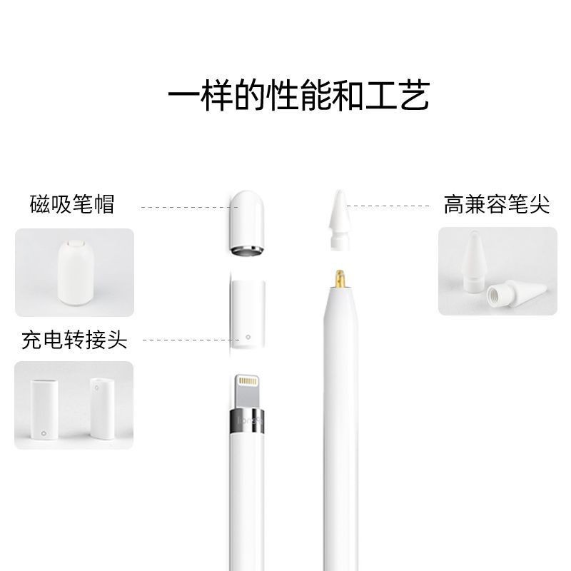 Apple Pencil 1st and 2nd generation tip charging adapter, iPad touch pen anti-slip pen sleeve cap