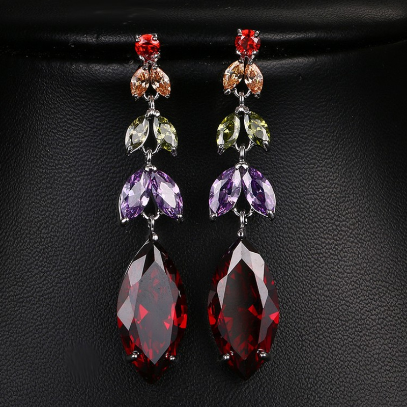 Colorful zircon earrings women earrings copper micro-set zircon luxury jewelry