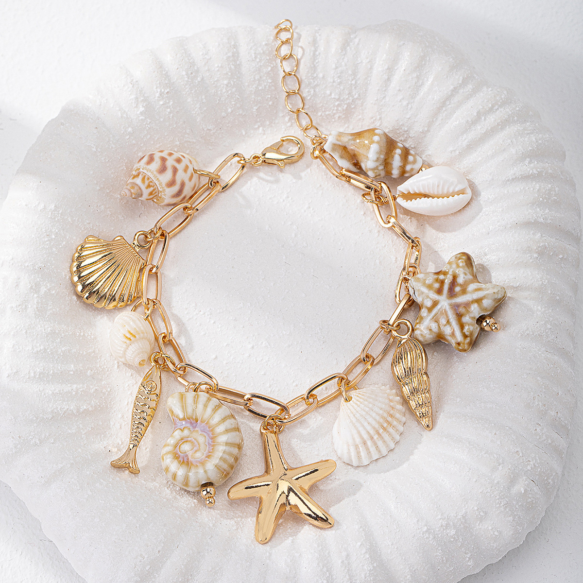 Qingdao Daiwei Accessories 1 Piece Bohemian Style Starfish Conch Shell Bracelet Women's Daily Sweet Bracelet
