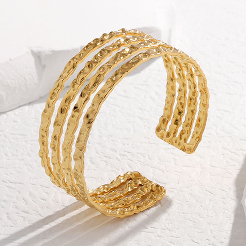 Titanium steel bracelet adjustable stainless steel bracelet women exaggerated open bangle
