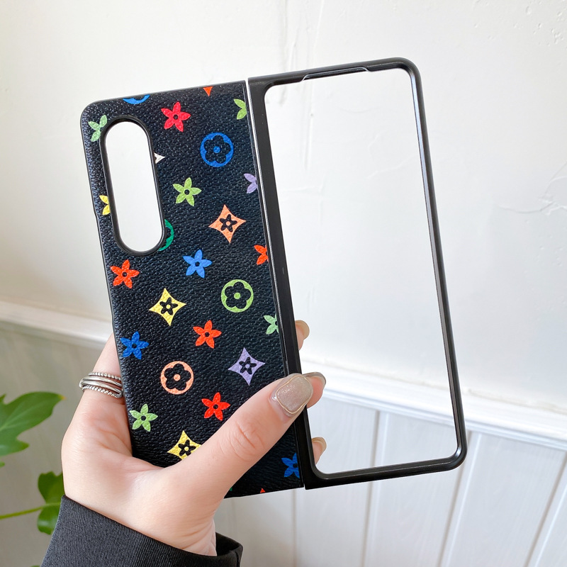 Applicable Samsung Z Fold 3 phone case Z Flip 3 protective case fabric pattern W21 leather case full wrap folding screen Flod case