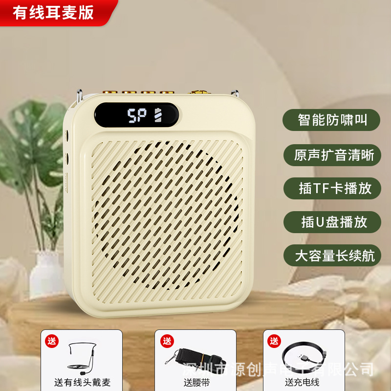New Dual Mic Teacher Teaching Bee Amplifier Plug-in Card U Disk Bluetooth Player Tour Guide Loudspeaker