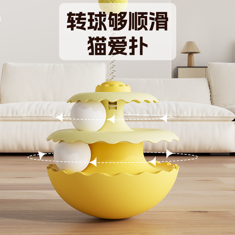 Macaron Cat Self-Entertainment Boredom Relief Tumbler Turntable, Automatic Cat Toy for Kittens, Educational Toy