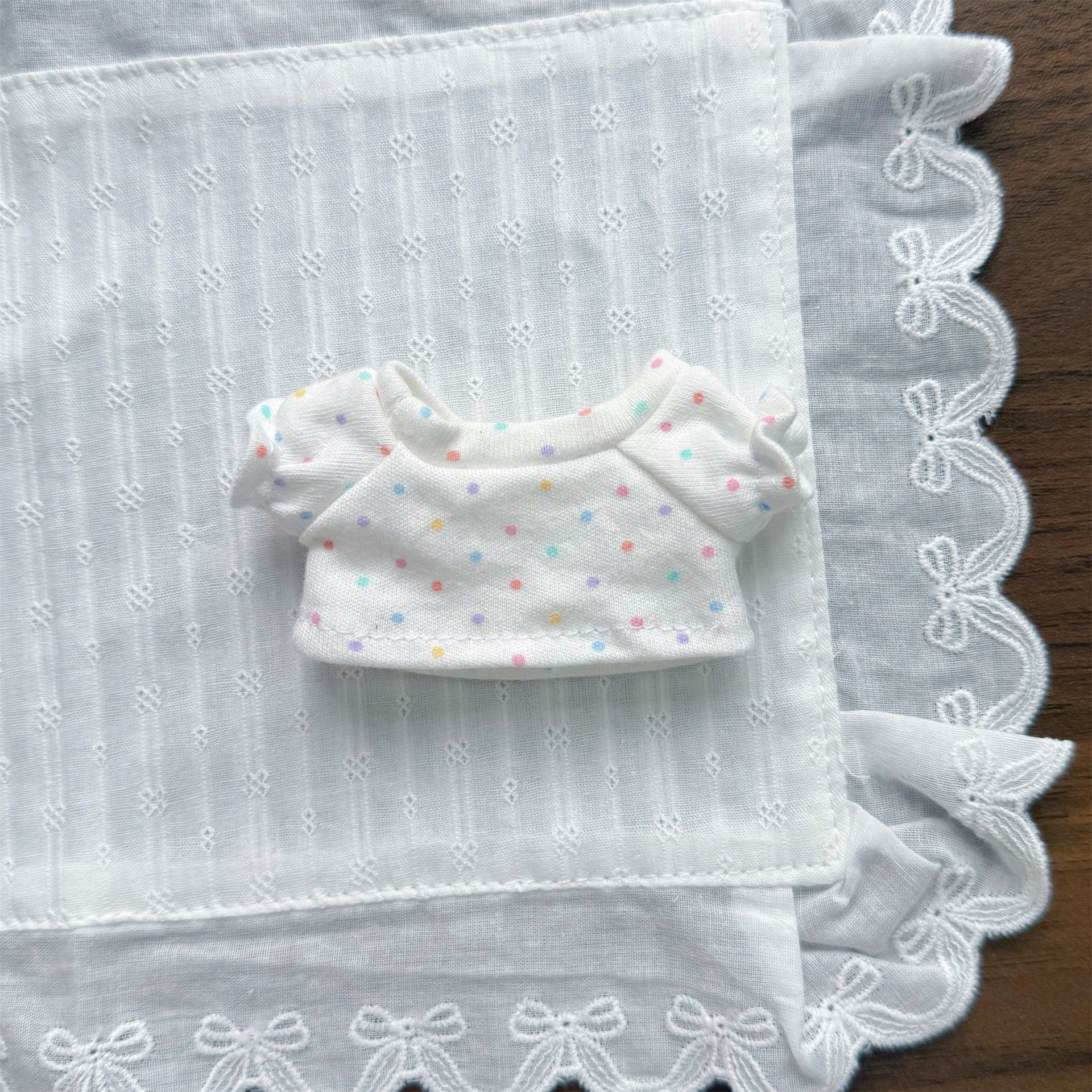 New Labubu doll clothes plush elastic polka dot T-shirt crying baby Nyota denim skirt doll replacement clothes