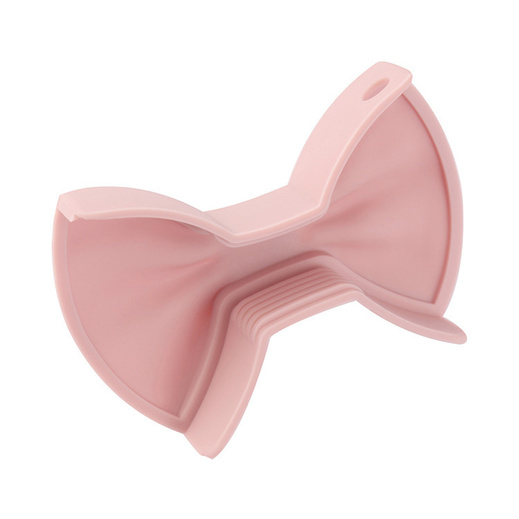 Bowknot silicone heat insulation clip silicone heat insulation pot clip kitchen practical small tool 2pcs set