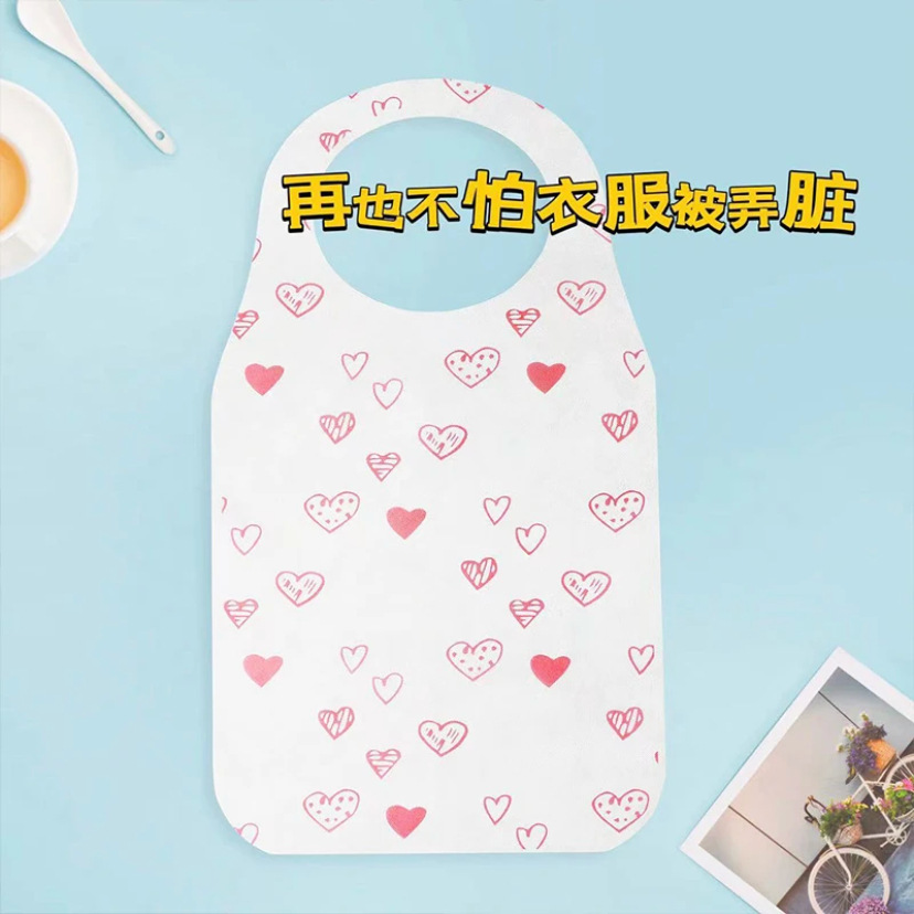 New disposable non-woven apron love breathable printed family dining eating barbecue restaurant cover apron