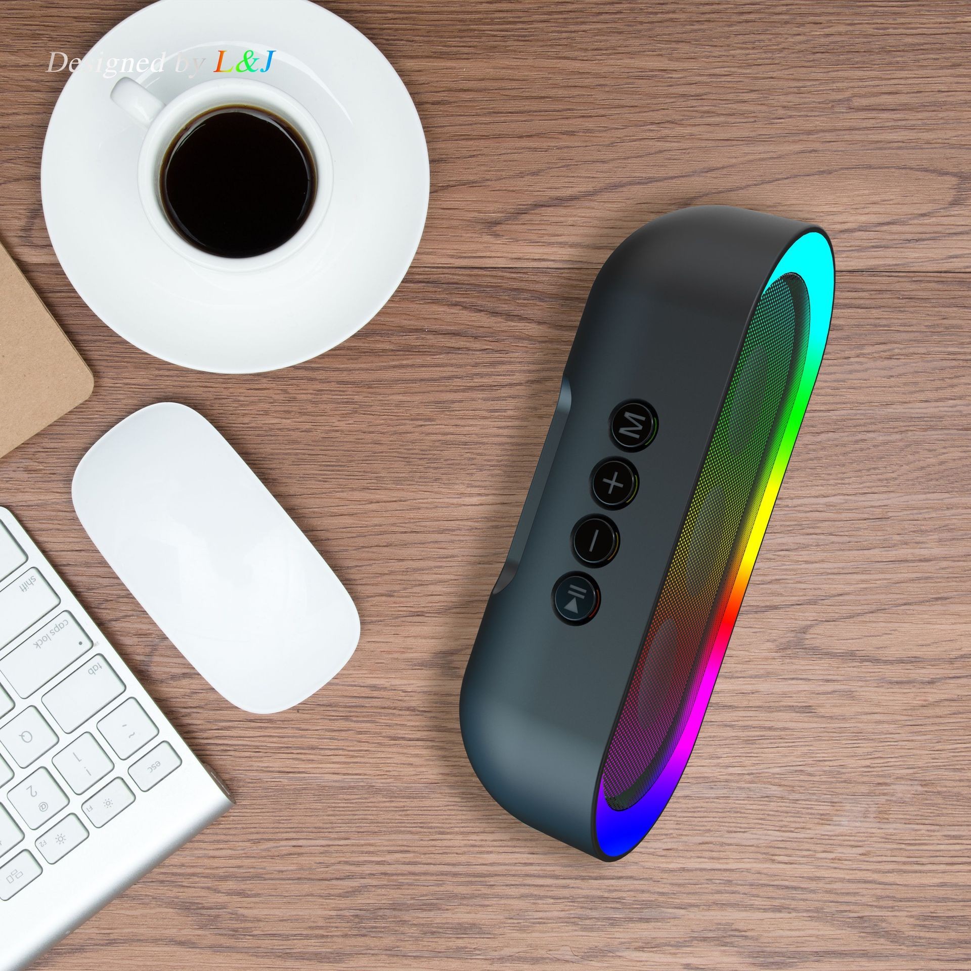 Private mold portable outdoor wireless Bluetooth audio with flowing RGB colorful light Bluetooth speaker