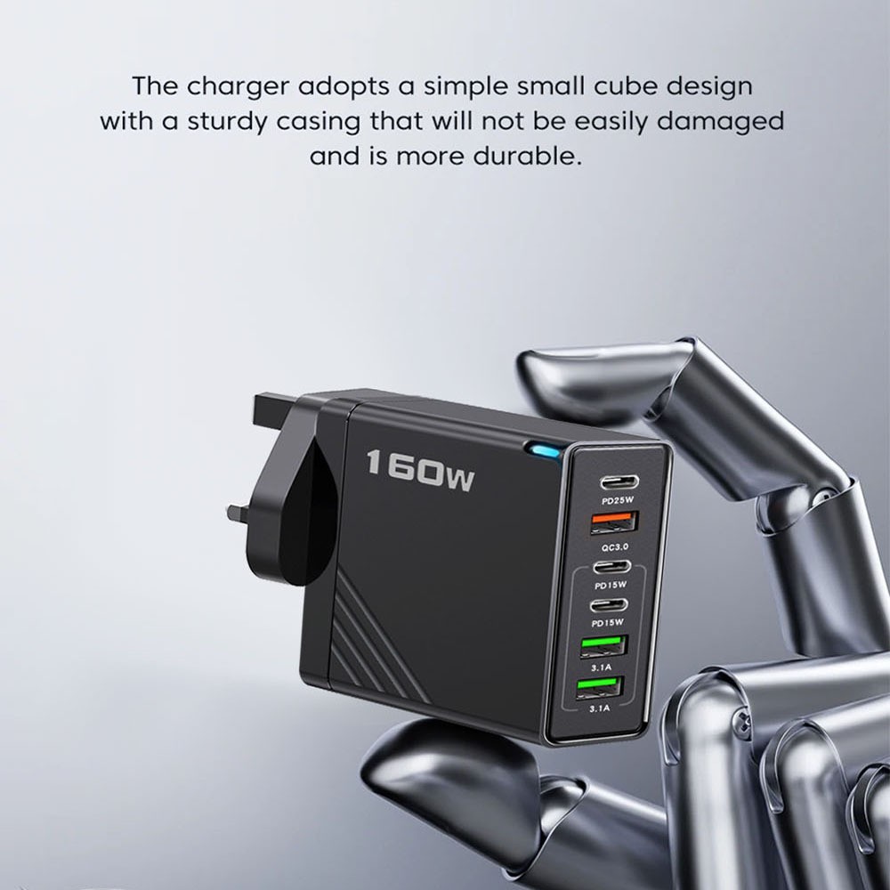 160W Multi-Port PD Fast Charger 3USB+3TYPE-C UK Plug for Apple Huawei Xiaomi Plug