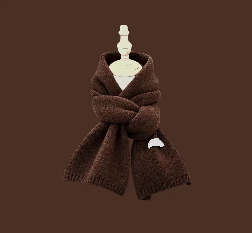 Solid color wool knitted scarf autumn and winter new student couple warm small neck scarf