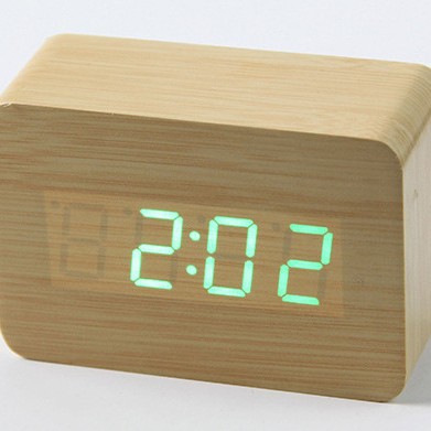 Wooden electronic alarm clock, voice-activated silent clock, LED gift clock, student desktop electronic clock