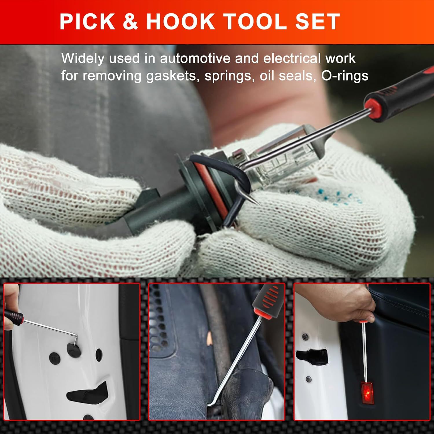 Upgraded Seal Hook Screwdriver Tool 12PCS Car Disassembly O-Ring Puller Kit