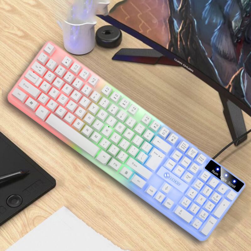 Limei GTX350 Illuminated Keyboard and Mouse Combo Floating Keyboard Mechanical Feel Gaming Mouse and Keyboard Set