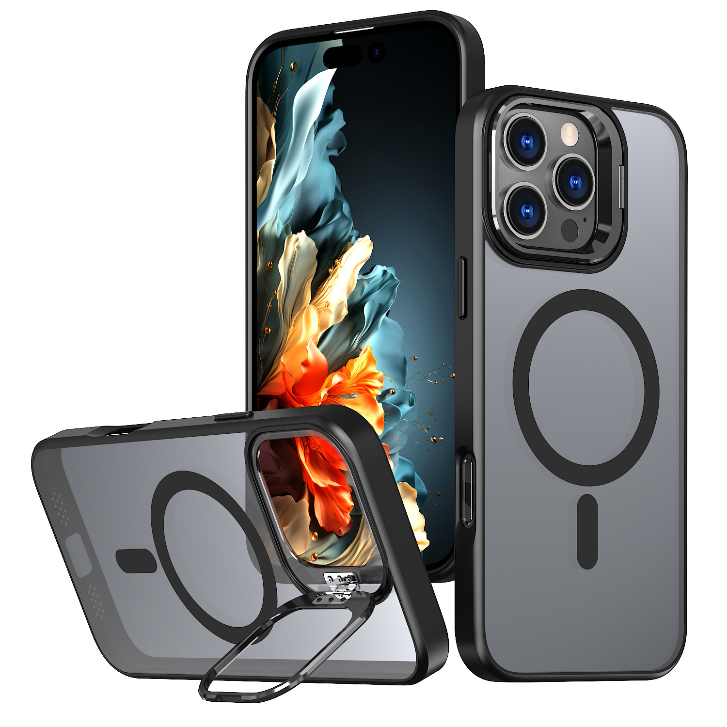 For iPhone17promax Ultra Crystal Armor 17pro Phone Stand Apple 17/16/15/14 Protective Case