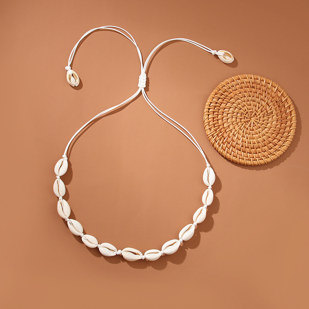 Shell Necklace Beach Vacation Style Hemp Rope Woven Bracelet Ocean Shell Bracelet Set Women