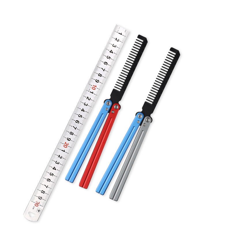 Butterfly Knife Unsharpened Aluminum Handle Stainless Steel Folding Knife Trainer Practice Tool Folding Practice Knife