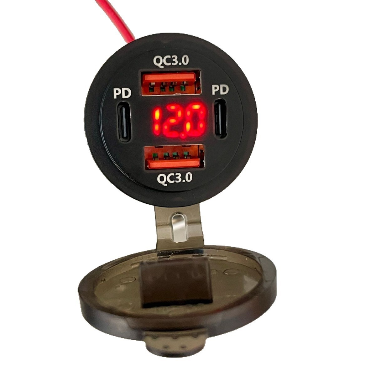 Modified Car Motorcycle Four-Port Digital Display Car Charger PD+QC3.0 Fast Charge Phone Retrofit Car Charger