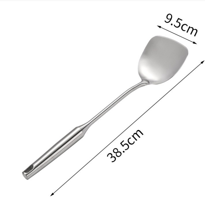 Stainless steel spatula with wooden handle, soup spoon, household kitchen anti-scalding cooking spatula, cooking utensil set