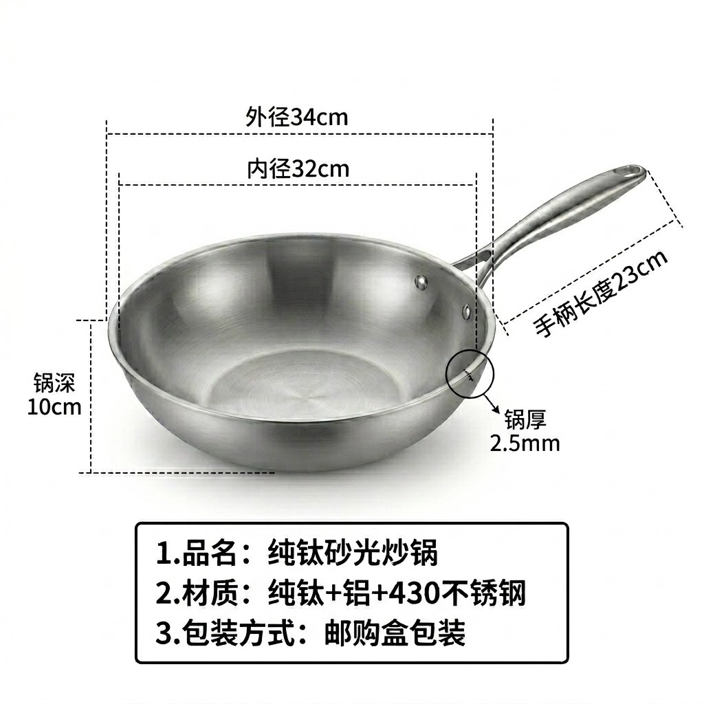 German pure titanium pot fish scale hammer pattern no coating non-stick pan household induction cooker not easy to stick titanium flat frying pan
