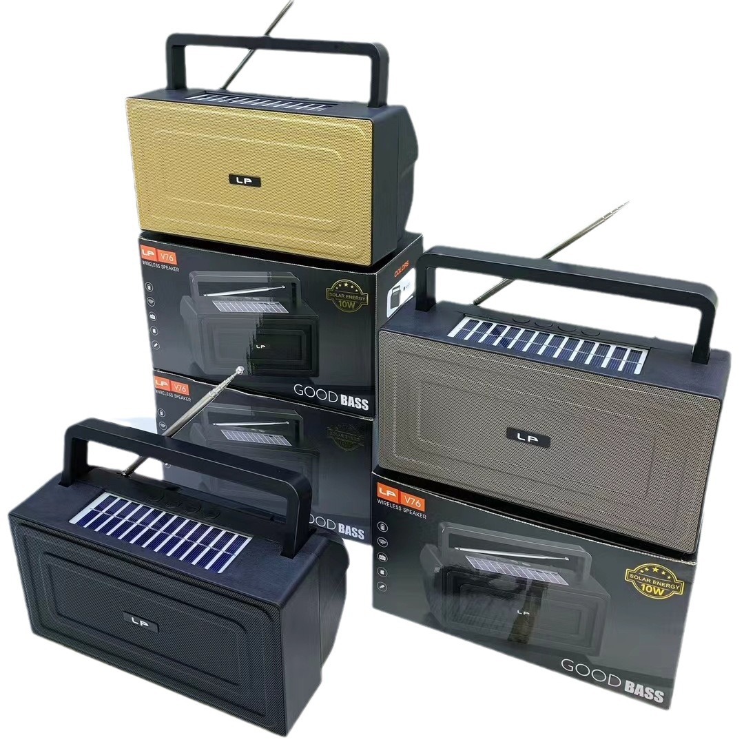 New LP-V76 Solar Bluetooth Speaker Outdoor High Power Subwoofer Portable Handle Radio Speaker