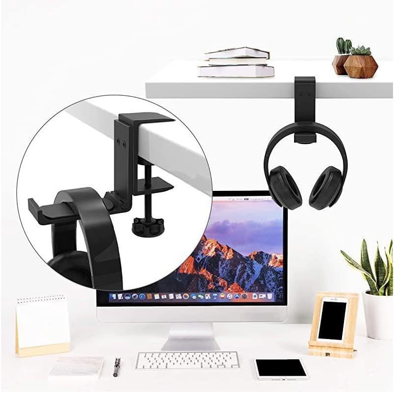Office desk headphone stand, over-ear headset stand, multifunctional folding aluminum alloy headphone hook