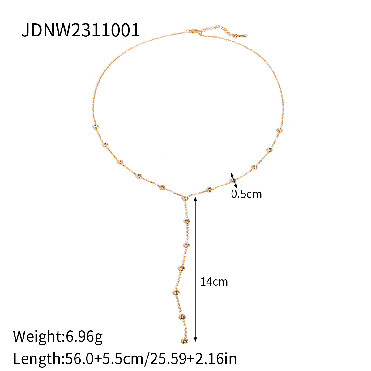 Jieding titanium steel zircon sweater necklace 18k gold women autumn winter y-chain stainless steel accessories