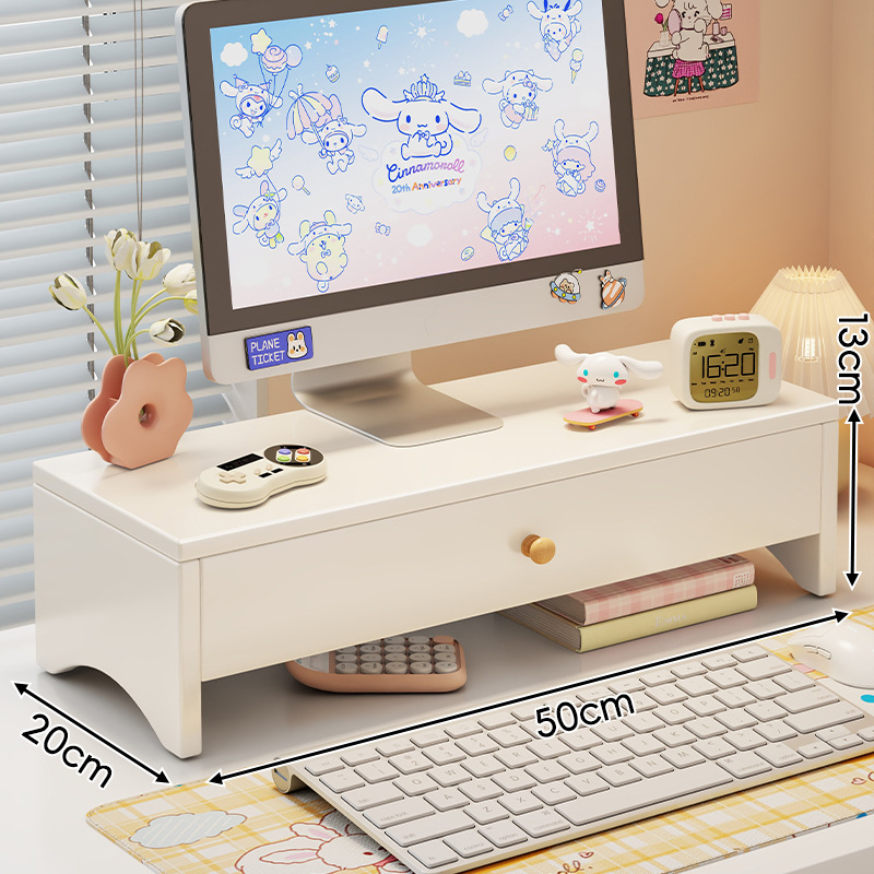 Computer Heightening Stand, Desktop Monitor Screen Stand, Heat Dissipation Rack with Drawer, Office Desk Organizer