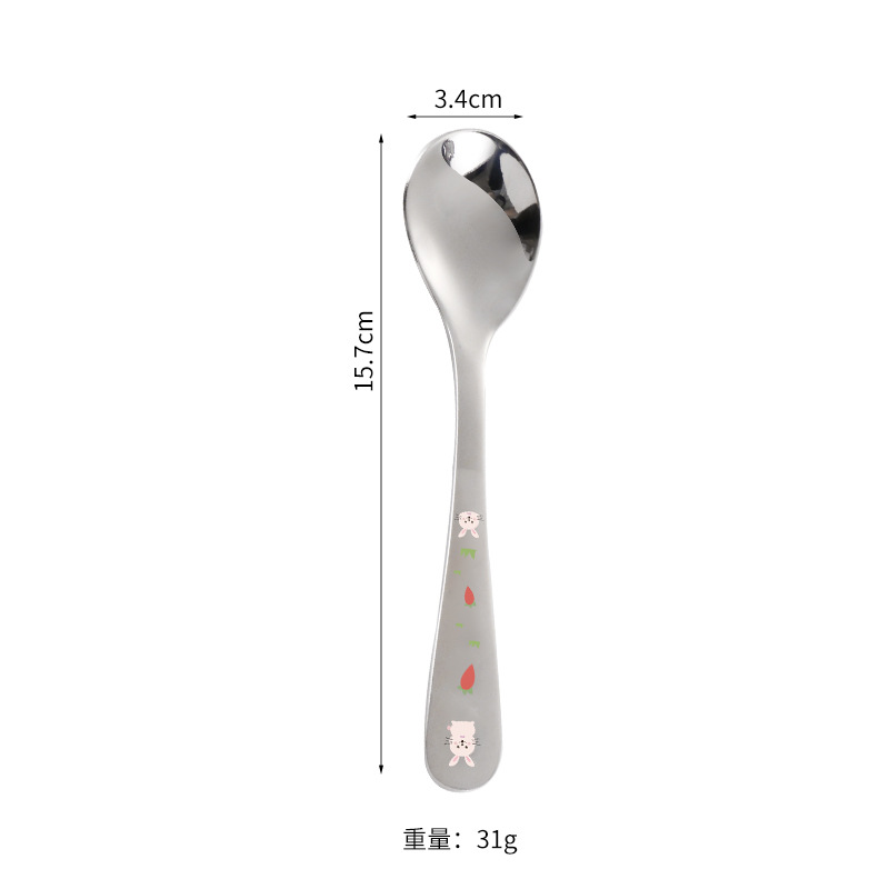 304 stainless steel children's spoon fork animal cartoon car cute baby food learning spoon