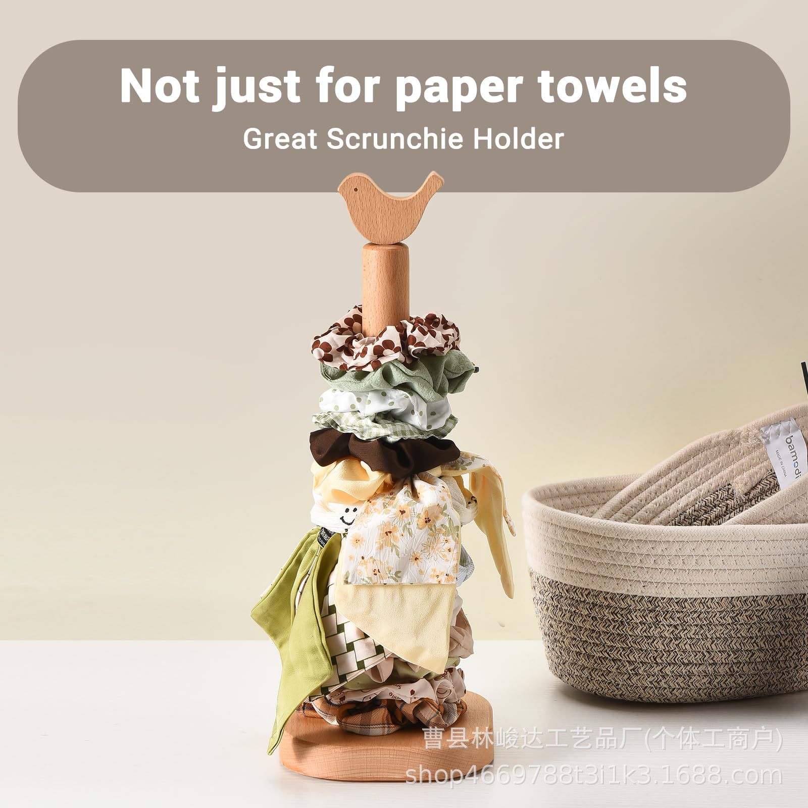 New kitchen paper towel storage rack, wooden desktop cartoon lazy towel holder, makeup table hair tie organizer