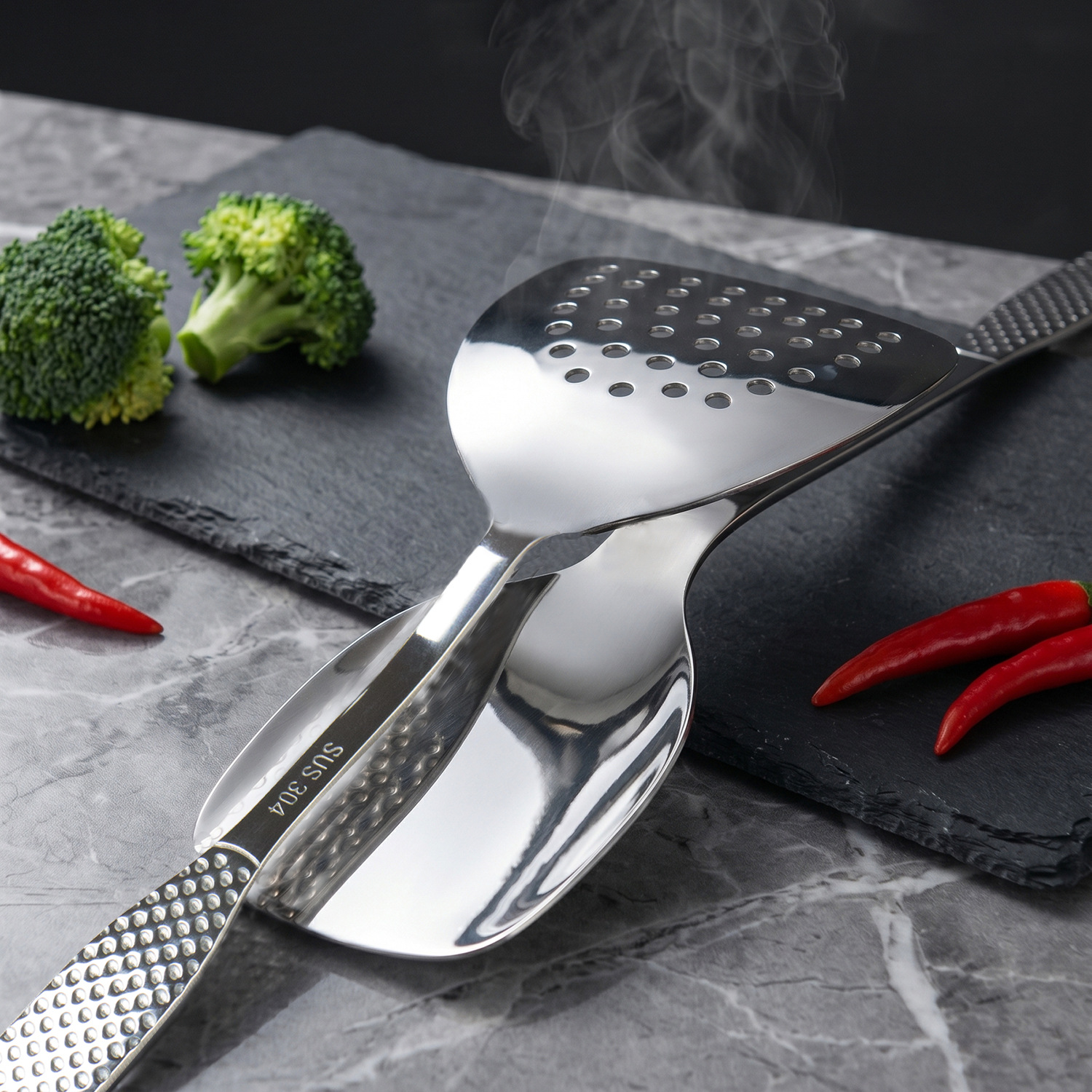 Food grade 304 stainless steel spatula kitchen utensil set mushroom spatula cooking household spatula cooking