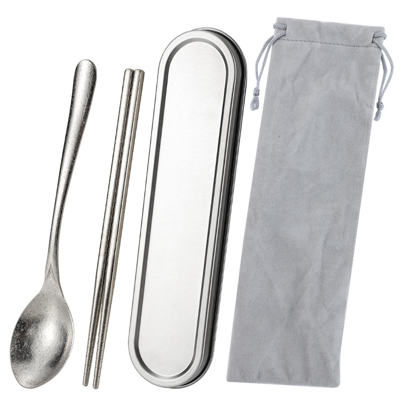 Pure titanium portable cutlery spoon chopsticks set outdoor travel storage box titanium cutlery lightweight camping spoon chopsticks set